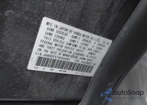 2010 Acura Rl 3.7 z USA, uszkodzony, nr VIN JH4KB2F67AC000893